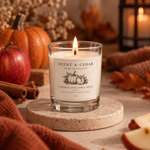 Pumpkin & Apple Spice Scented Soy Wax Candle