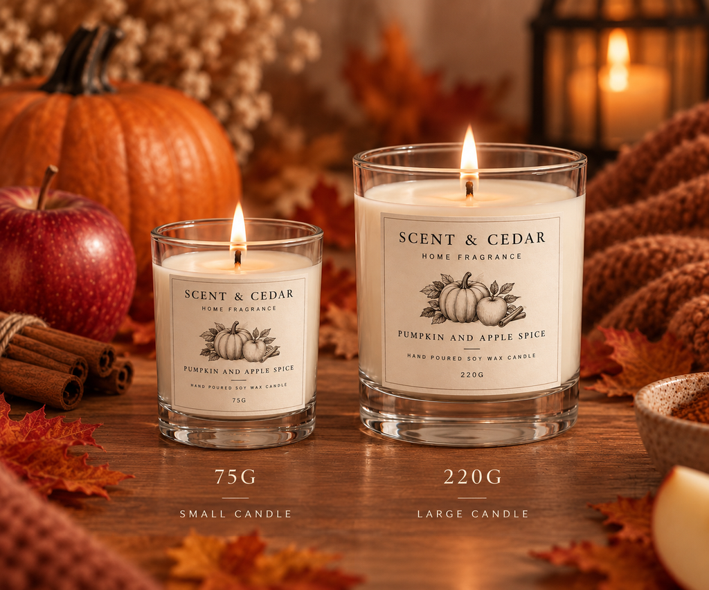 Pumpkin & Apple Spice Scented Soy Wax Candle