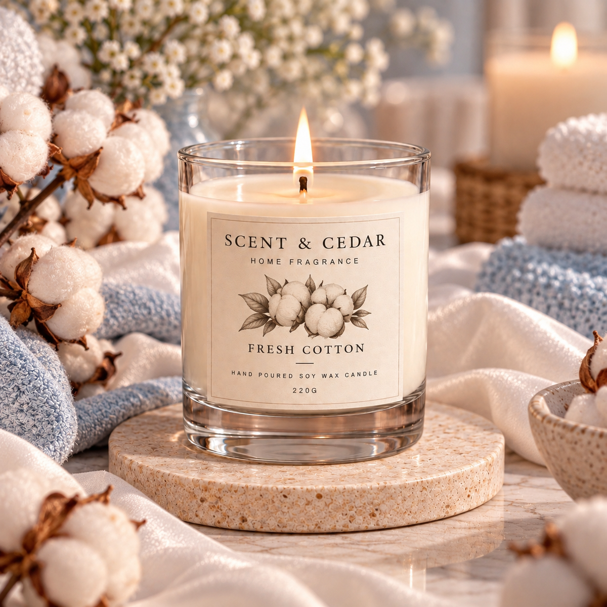 Fresh Cotton Scented Soy Wax Candle