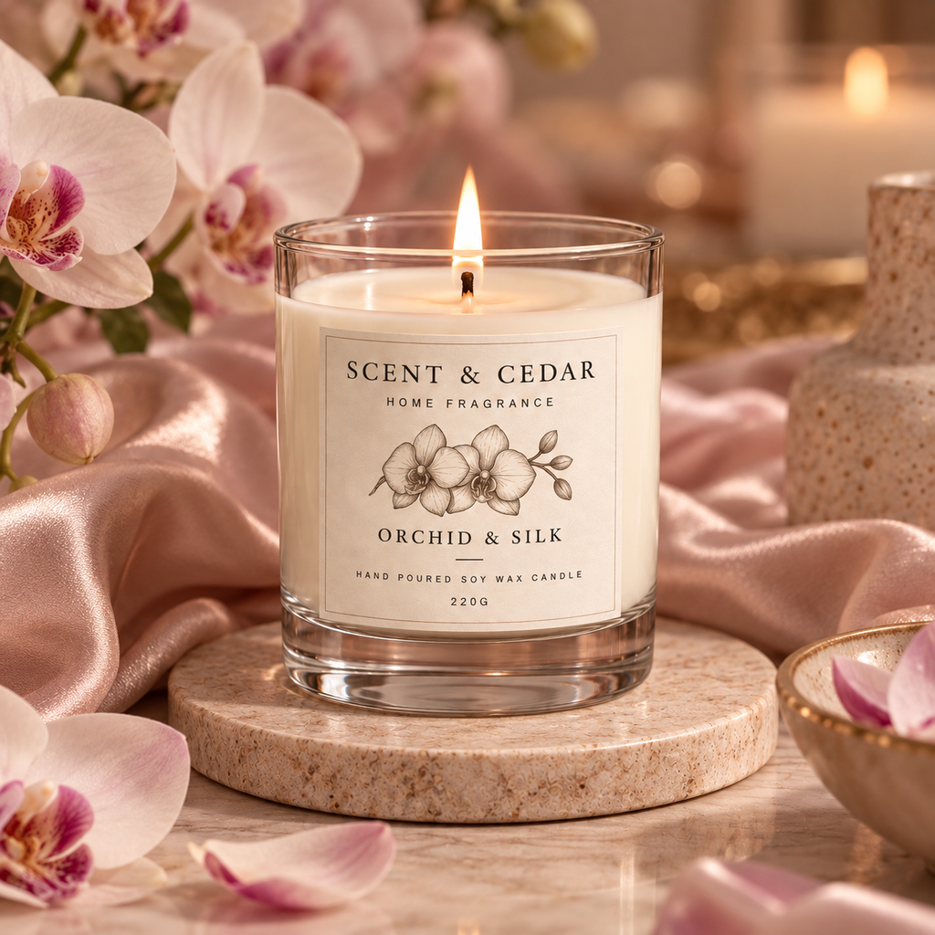 Orchid & Silk Scented Soy Wax Candle